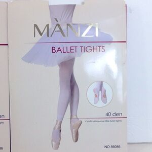 Manzi Ballet Tights 2 Pair 40 Den Girls Size 5/XL Color: Naturel